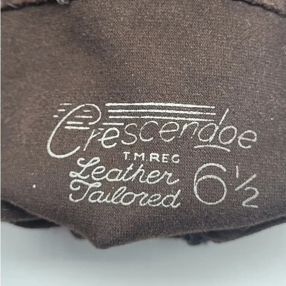 Vintage 50s Crescendoe Brown Suede Feel Button Detail Dress Gloves Retro preppy